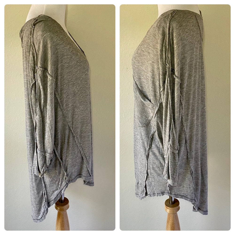 Free People Gray Golden Gate Ribbed T-Shirt Size M - Picture 12 of 12